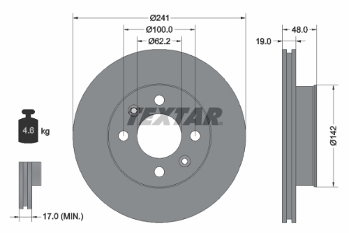 TEXTAR 92134103 Fren Sistemleri Fren Diski - HYUNDAI GETZ (TB) uyumlu