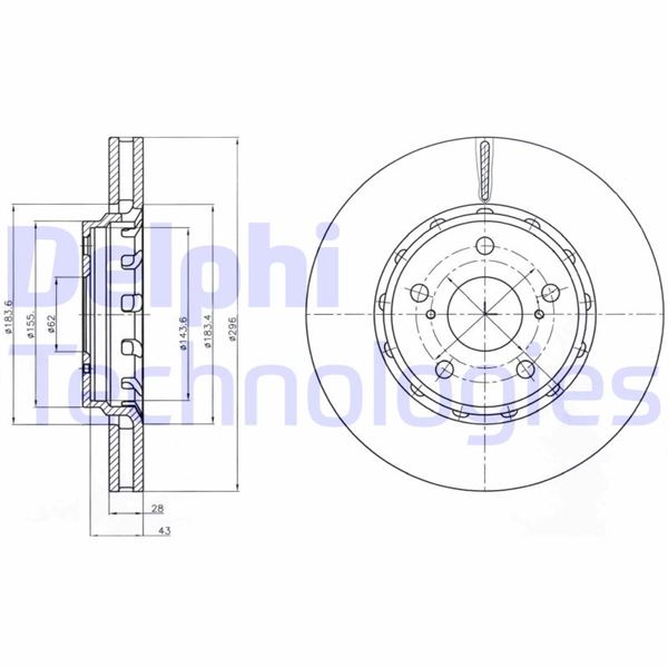 DELPHI BG4276 Fren Sistemleri Fren Diski - TOYOTA PREVIA III (_R2_, _R5_) uyumlu