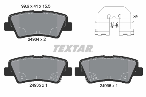 TEXTAR 2493401 Fren Sistemleri Fren Balatası - KIA SOUL I (AM) uyumlu