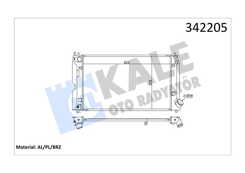 KALE OTO RADYATÖR 342205 Soğutma Sistemi Su Soğutucu & Parçaları - TOYOTA COROLLA (_E11_) uyumlu