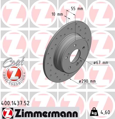 ZIMMERMANN 400.1437.52 Fren Sistemleri Fren Diski - MERCEDES-BENZ C-SERISI (W202) uyumlu