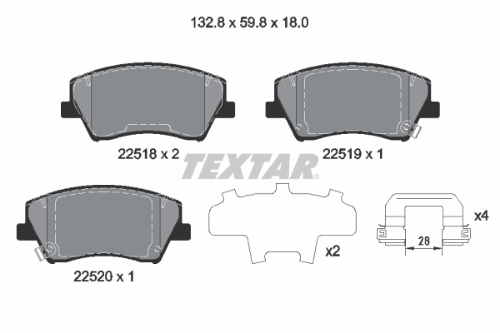 TEXTAR 2251801 Fren Sistemleri Fren Balatası - HYUNDAI IONIQ (AE) uyumlu
