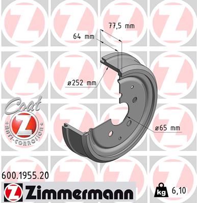 ZIMMERMANN 600.1955.20 Fren Sistemleri Fren Kampanası - VW TRANSPORTER T2 Minibüs/Otobüs (22, 23, 24) uyumlu