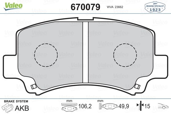 VALEO 670079 Fren Sistemleri Fren Balatası - SUZUKI WAGON R+ Hatchback (EM) uyumlu