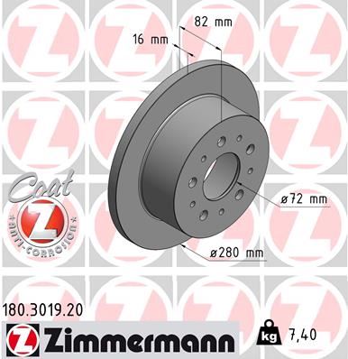 ZIMMERMANN 180.3019.20 Fren Sistemleri Fren Diski - PEUGEOT BOXER Minibüs/Otobüs (244, Z_) uyumlu