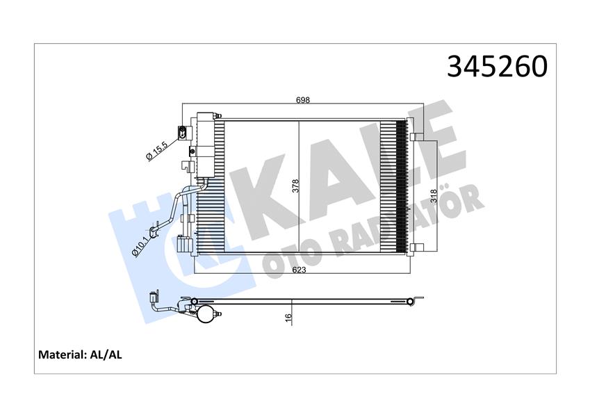 KALE OTO RADYATÖR 345260 İklimlendirme Sistemi Klima Radyatörü - NISSAN QASHQAI I (J10, NJ10) uyumlu