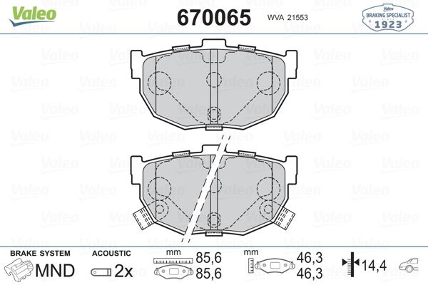 VALEO 670065 Fren Sistemleri Fren Balatası - NISSAN MAXIMA III (J30) uyumlu