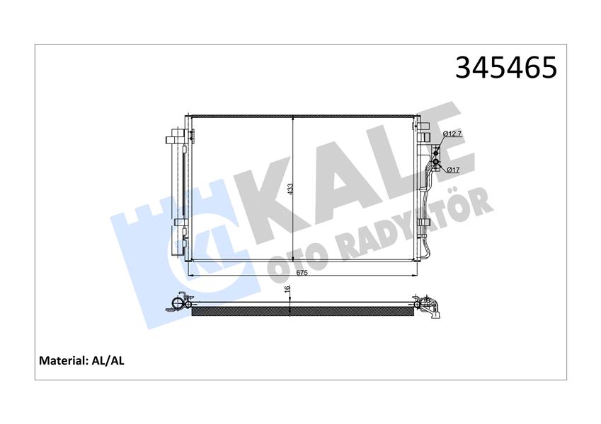 KALE OTO RADYATÖR 345465 İklimlendirme Sistemi Klima Radyatörü - KIA SORENTO II (XM) uyumlu