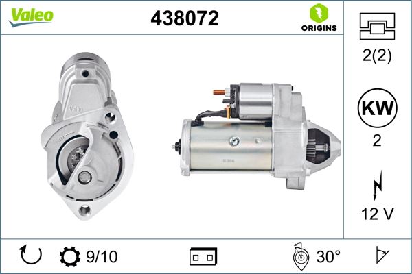 VALEO 438072 Elektrik Sistemi Marş Motoru - AUDI 80 B3 Sedan (893, 894, 8A2) uyumlu