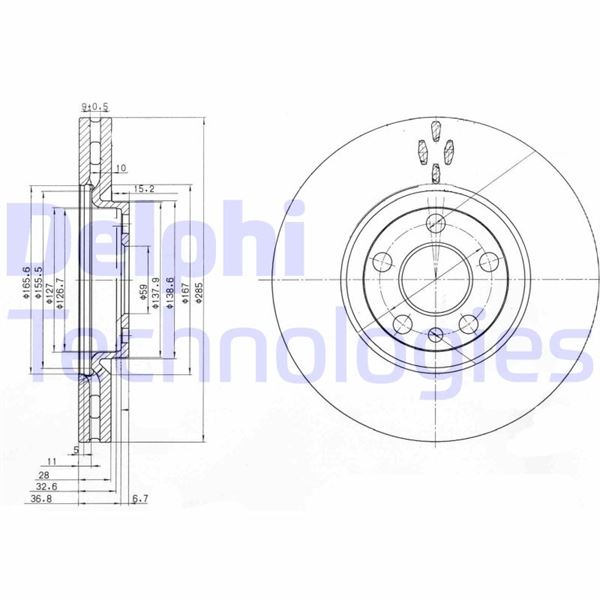 DELPHI BG3740 Fren Sistemleri Fren Diski - LANCIA PHEDRA (179_) uyumlu