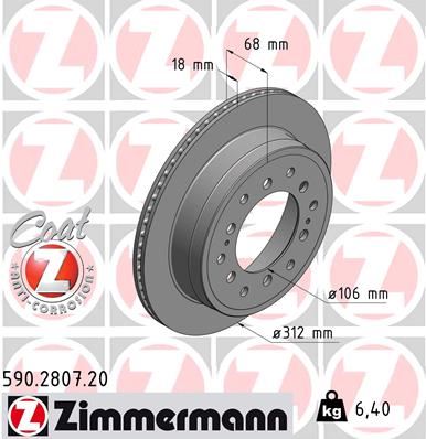 ZIMMERMANN 590.2807.20 Fren Sistemleri Fren Diski - TOYOTA LAND CRUISER 90 (_J9_) uyumlu