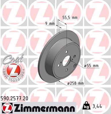 ZIMMERMANN 590.2577.20 Fren Sistemleri Fren Diski - TOYOTA COROLLA (_E12_) uyumlu