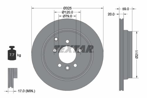 TEXTAR 92147603 Fren Sistemleri Fren Diski - LAND ROVER DISCOVERY IV (L319) uyumlu