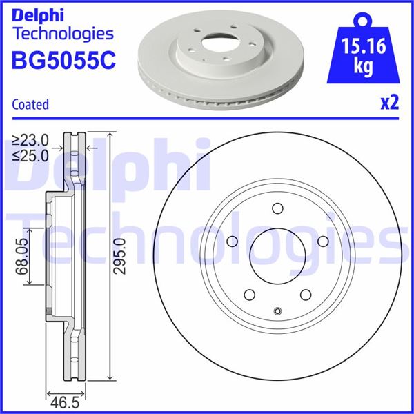 DELPHI BG5055C Fren Sistemleri Fren Diski - MAZDA 3 Hatchback (BP) uyumlu