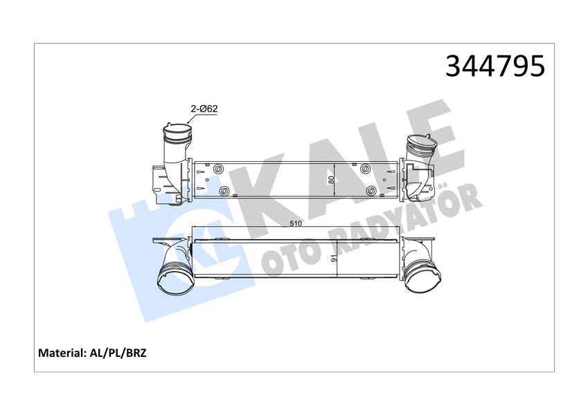 KALE OTO RADYATÖR 344795 Motor Turbo Radyatörü - BMW 3 Touring (E91) uyumlu