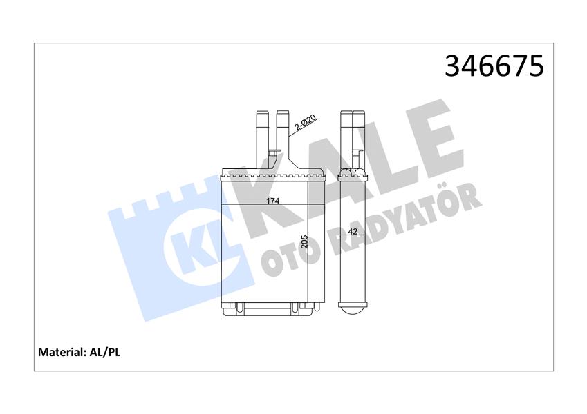 KALE OTO RADYATÖR 346675 İklimlendirme Sistemi İç Mekan Isı Değiştirici - OPEL VECTRA B Hatchback (J96) uyumlu