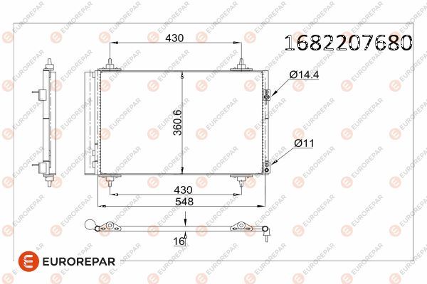 EUROREPAR 1682207680 İklimlendirme Sistemi Klima Radyatörü - CITROËN C4 II (NC_) uyumlu