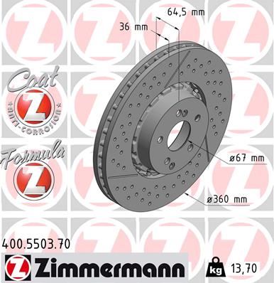 ZIMMERMANN 400.5503.70 Fren Sistemleri Fren Diski - MERCEDES-BENZ CLS (C218) uyumlu