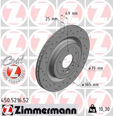 ZIMMERMANN 450.5216.52 Fren Sistemleri Fren Diski - LAND ROVER RANGE ROVER IV (L405) uyumlu