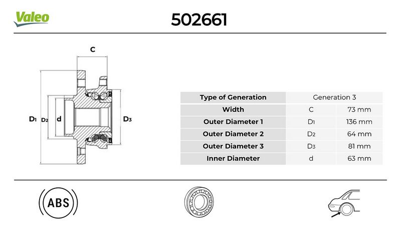 VALEO 502661 Jant & Lastik & Bijon Poyra - FORD C-MAX II (DXA/CB7, DXA/CEU) uyumlu