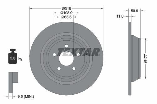 TEXTAR 92292503 Fren Sistemleri Fren Diski - FORD KUGA II (DM2) uyumlu