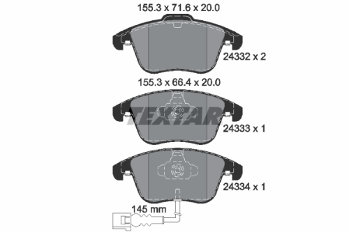 TEXTAR 2433301 Fren Sistemleri Fren Balatası - SEAT ALHAMBRA (710, 711) uyumlu