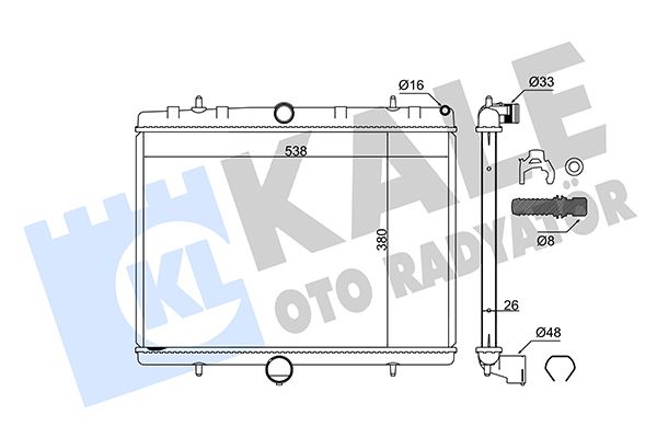 KALE OTO RADYATÖR 368500 Soğutma Sistemi Su Soğutucu & Parçaları - FIAT SCUDO Panelvan/Van (270_, 272_) uyumlu