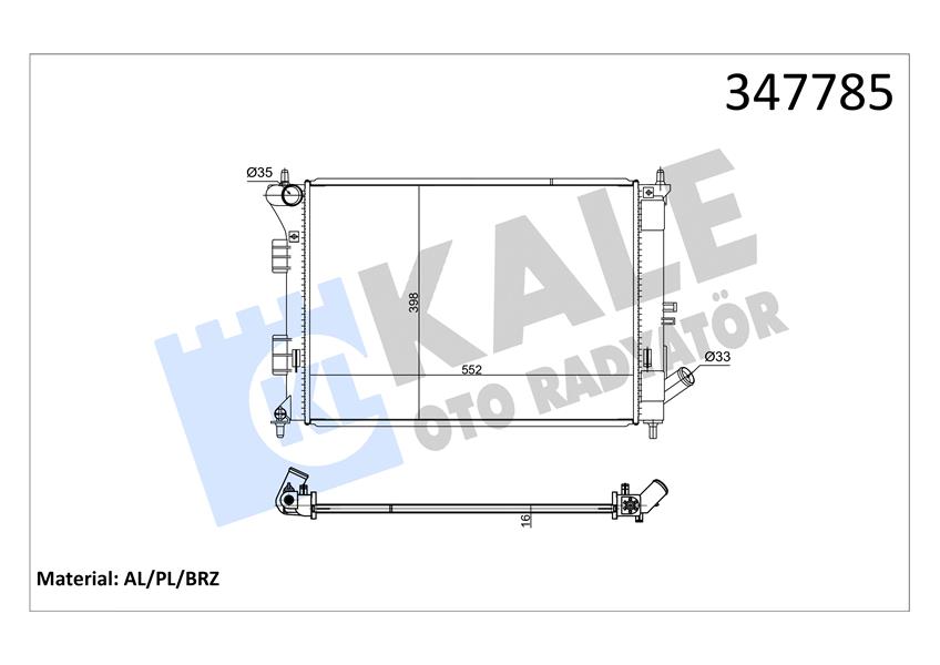 KALE OTO RADYATÖR 347785 Soğutma Sistemi Su Soğutucu & Parçaları - HYUNDAI i30 (GD) uyumlu