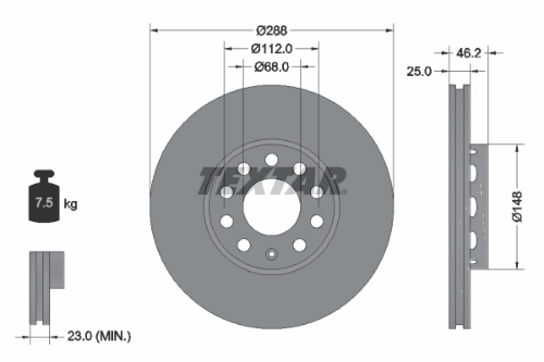 TEXTAR 92057605 Fren Sistemleri Fren Diski - AUDI 100 C4 Sedan (4A2) uyumlu