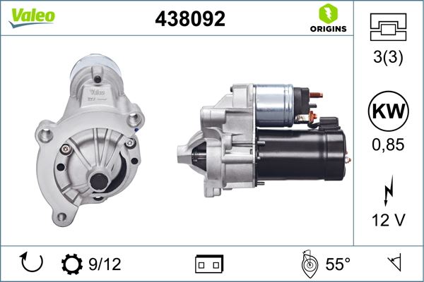 VALEO 438092 Elektrik Sistemi Marş Motoru - PEUGEOT 407 (6D_) uyumlu