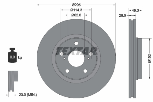 TEXTAR 92163903 Fren Sistemleri Fren Diski - TOYOTA AVENSIS Sedan (_T27_) uyumlu