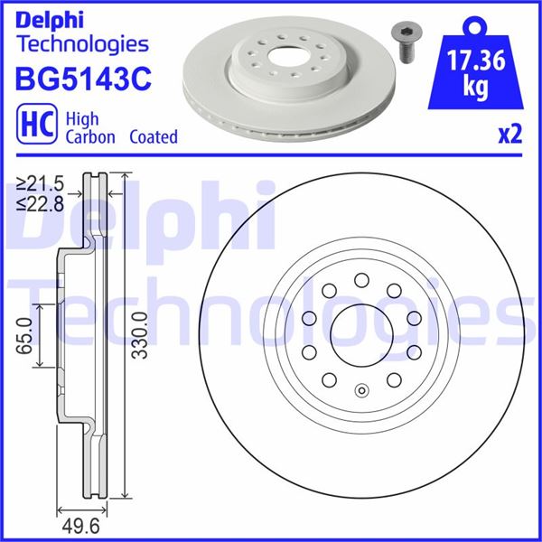 DELPHI BG5143C Fren Sistemleri Fren Diski - VW ID.3 (E11, E12) uyumlu