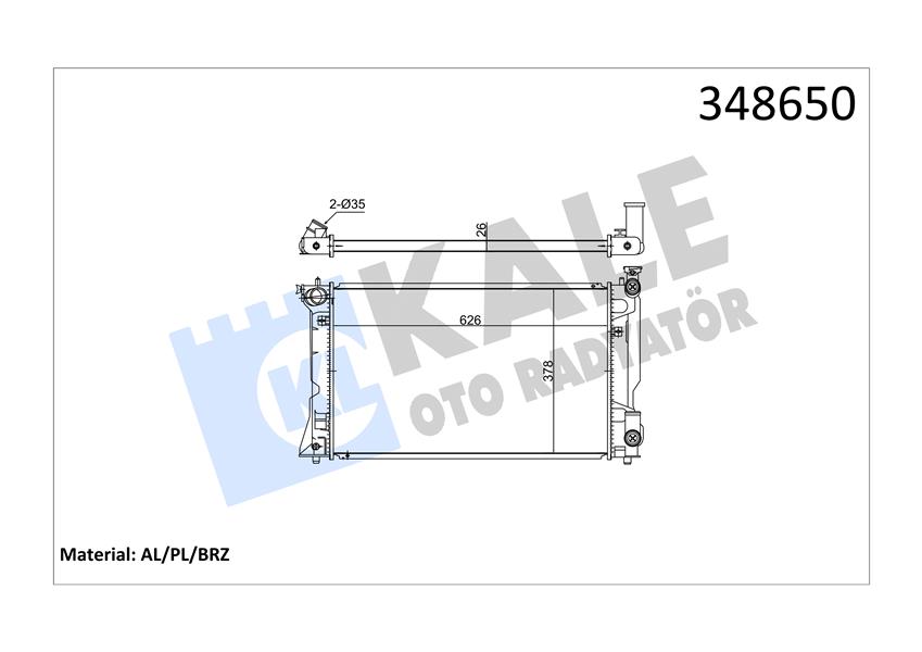 KALE OTO RADYATÖR 348650 Soğutma Sistemi Su Soğutucu & Parçaları - TOYOTA AVENSIS Sedan (_T25_) uyumlu