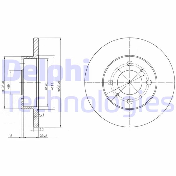 DELPHI BG2809 Fren Sistemleri Fren Diski - MITSUBISHI COLT IV (CA_A) uyumlu