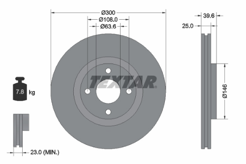 TEXTAR 92315503 Fren Sistemleri Fren Diski - FORD ECOSPORT uyumlu