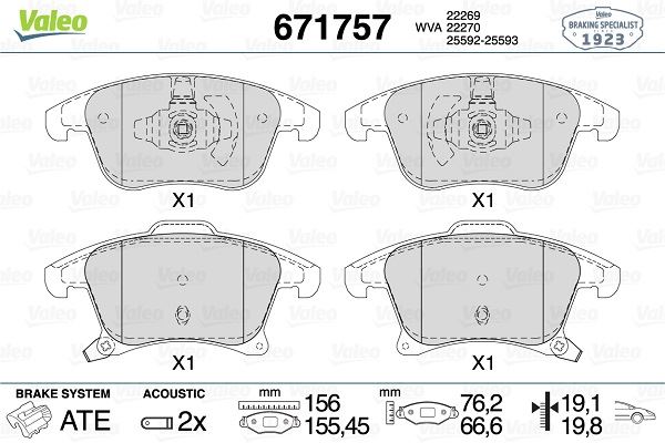 VALEO 671757 Fren Sistemleri Fren Balatası - FORD MONDEO V Sedan (CD) uyumlu