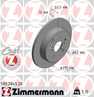 ZIMMERMANN 590.2845.20 Fren Sistemleri Fren Diski - TOYOTA PRIUS PLUS (_W4_) uyumlu