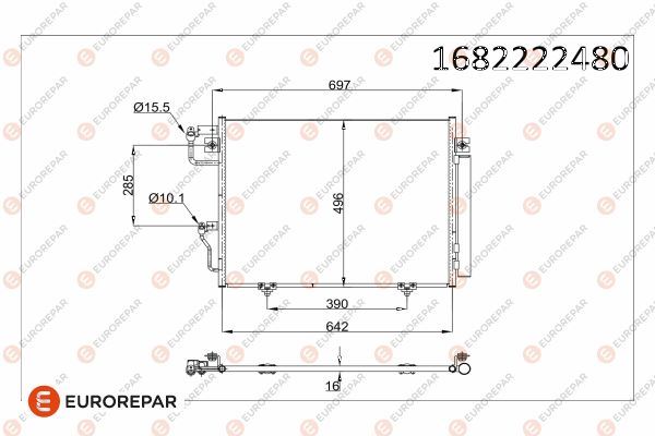 EUROREPAR 1682222480 İklimlendirme Sistemi Klima Radyatörü - MITSUBISHI PAJERO IV (V8_W, V9_W) uyumlu