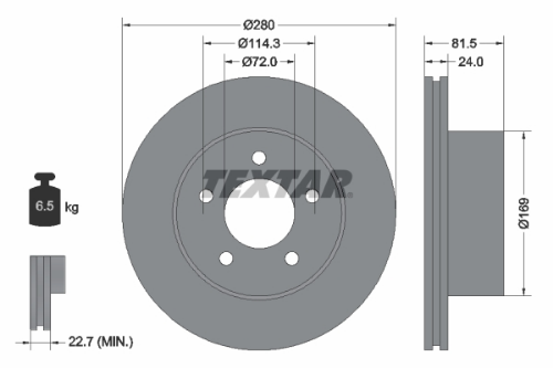 TEXTAR 92113500 Fren Sistemleri Fren Diski - JEEP WRANGLER I (YJ, SJ_) uyumlu