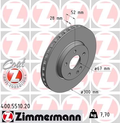ZIMMERMANN 400.5510.20 Fren Sistemleri Fren Diski - MERCEDES-BENZ VITO Panelvan/Van (W447) uyumlu