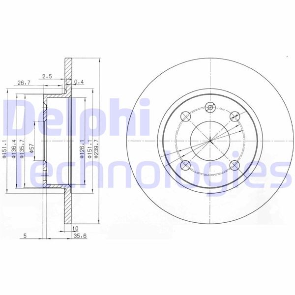 DELPHI BG3771 Fren Sistemleri Fren Diski - OPEL CORSA C (X01) uyumlu