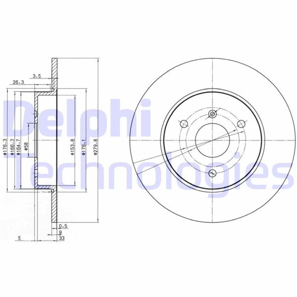 DELPHI BG3526 Fren Sistemleri Fren Diski - SMART FORTWO Coupe (451) uyumlu