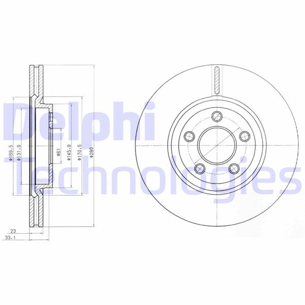 DELPHI BG3704 Fren Sistemleri Fren Diski - CHRYSLER PT CRUISER (PT_) uyumlu