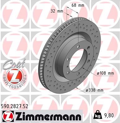 ZIMMERMANN 590.2827.52 Fren Sistemleri Fren Diski - TOYOTA LAND CRUISER PRADO (_J15_) uyumlu