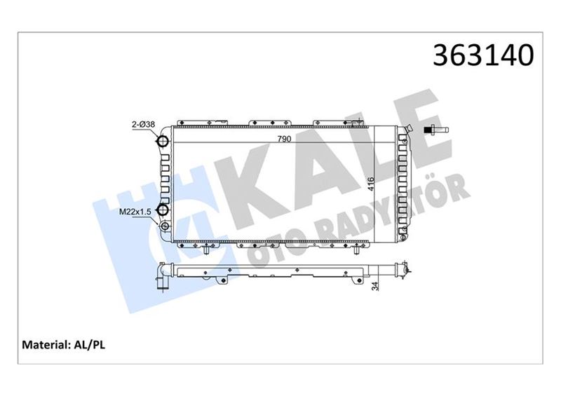 KALE OTO RADYATÖR 363140 Soğutma Sistemi Su Soğutucu & Parçaları - PEUGEOT BOXER Minibüs/Otobüs (230P) uyumlu