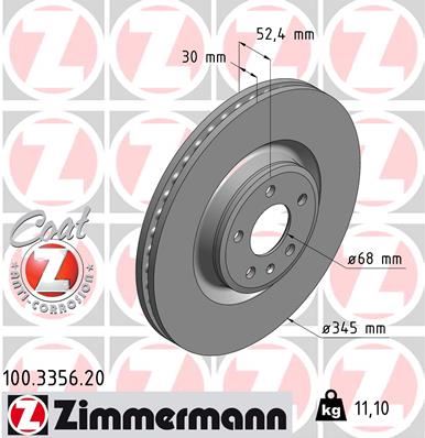 ZIMMERMANN 100.3356.20 Fren Sistemleri Fren Diski - AUDI A7 Sportback (4GA, 4GF) uyumlu