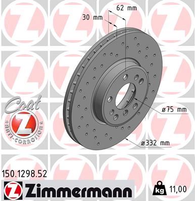 ZIMMERMANN 150.1298.52 Fren Sistemleri Fren Diski - BMW X5 (E53) uyumlu