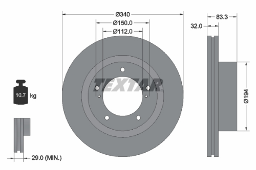 TEXTAR 92204603 Fren Sistemleri Fren Diski - TOYOTA LAND CRUISER 200 (_J2_) uyumlu