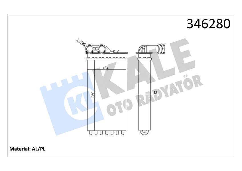 KALE OTO RADYATÖR 346280 İklimlendirme Sistemi İç Mekan Isı Değiştirici - PEUGEOT 307 (3A/C) uyumlu