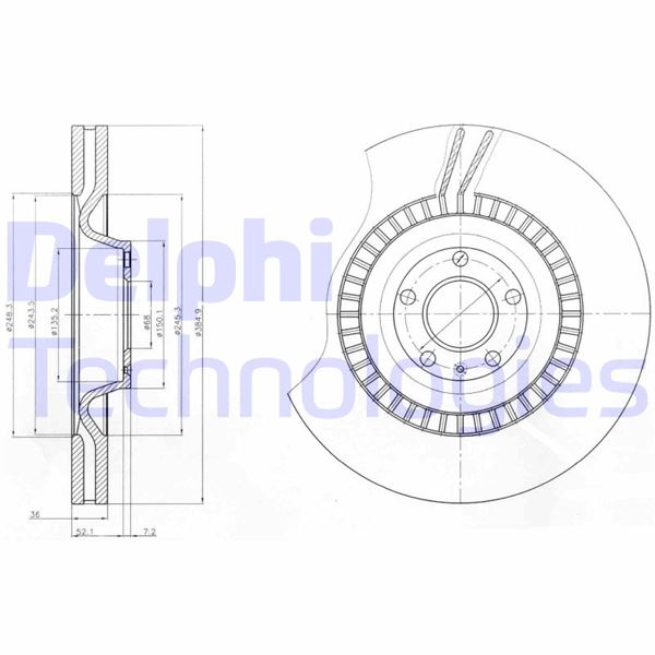DELPHI BG9070C Fren Sistemleri Fren Diski - AUDI A8 D3 (4E2, 4E8) uyumlu